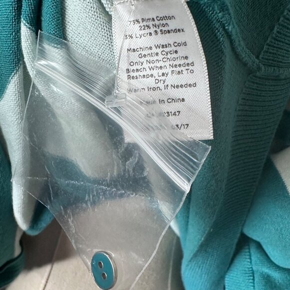 NWOT Talbots Plus Striped Button-Down Cardigan Womens 3X Blue White Pima Cotton - Picture 6 of 8
